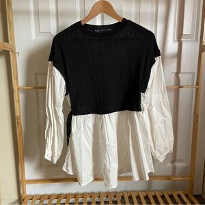 Black and White Layered Blouse